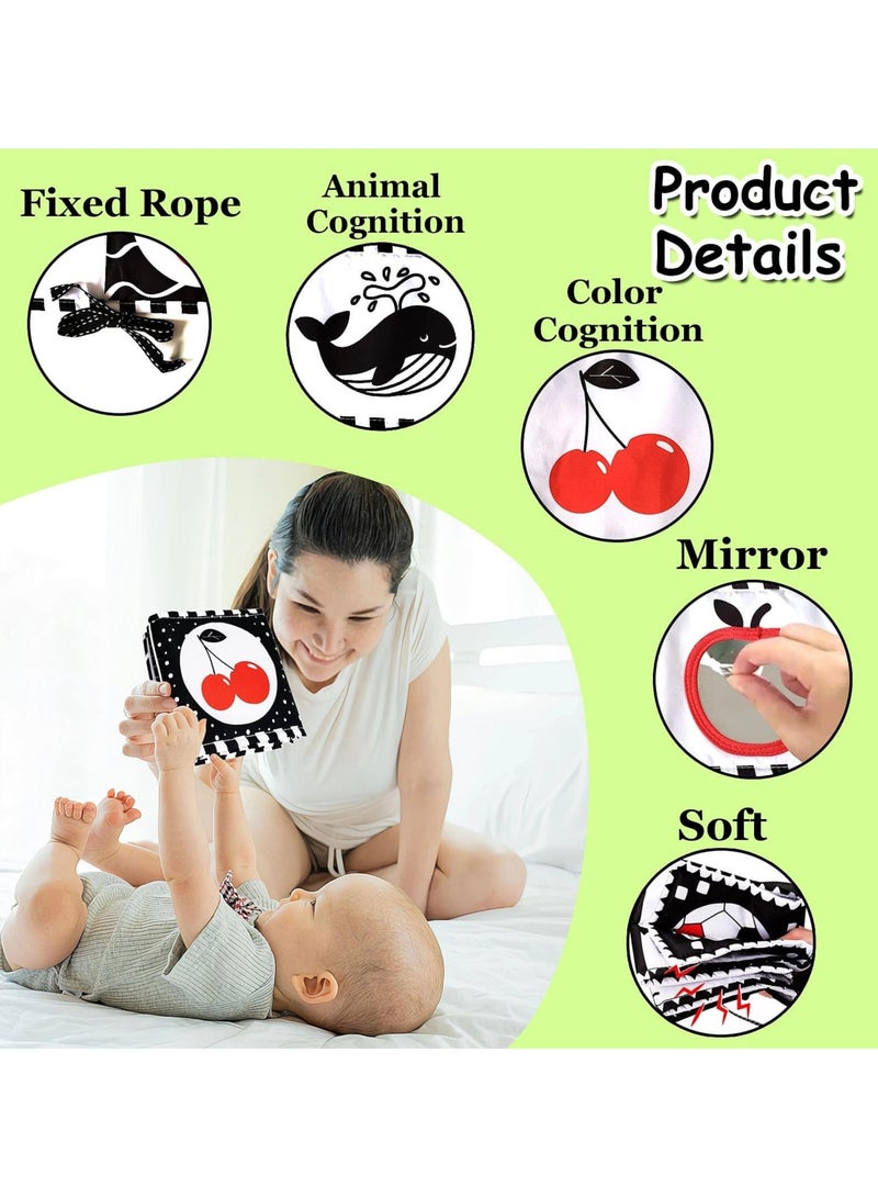 NIBEMINENT High Contrast Baby Toys For Newborn： Black And White Baby Toys Book 0-3 Months - Tummy Time Mirror For Infant 6 7 8 9 10 11 12 Months Developmental Toys Montessori Sensory Toys Baby Girls Boys Gift - Image 2