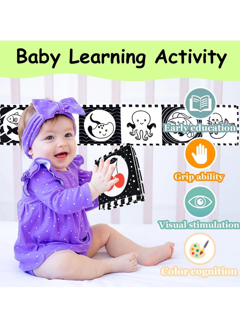 NIBEMINENT High Contrast Baby Toys For Newborn： Black And White Baby Toys Book 0-3 Months - Tummy Time Mirror For Infant 6 7 8 9 10 11 12 Months Developmental Toys Montessori Sensory Toys Baby Girls Boys Gift - Image 5