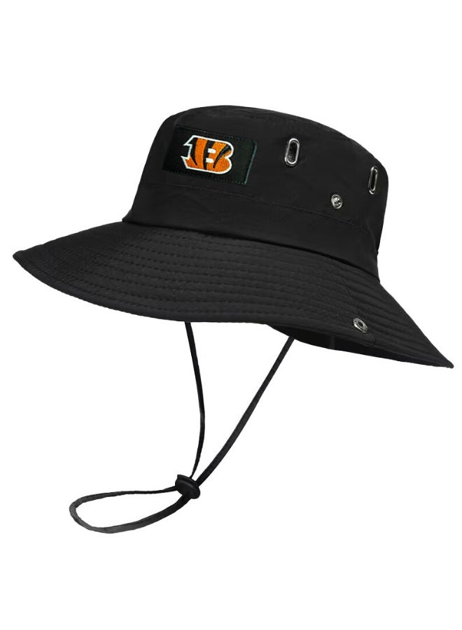 NFL Cincinnati Bengals Black Boonie Bucket Hat - Official Team Logo Outdoor Sun Hat with Secure Fit for Fans