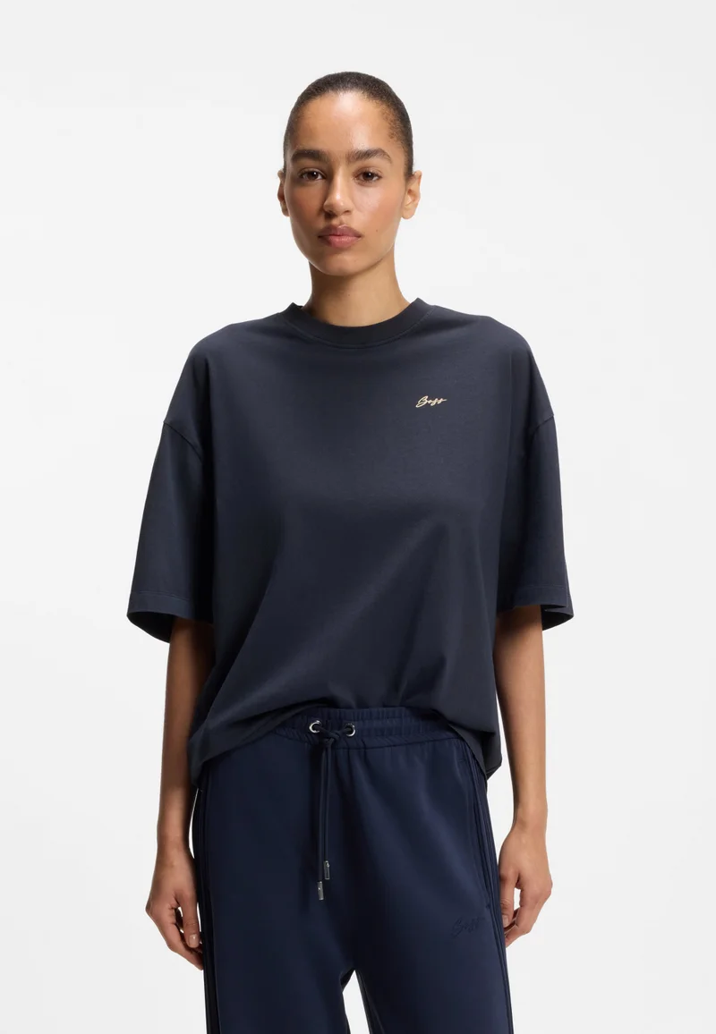 BOSS Cotton-jersey T-shirt with slogan artwork