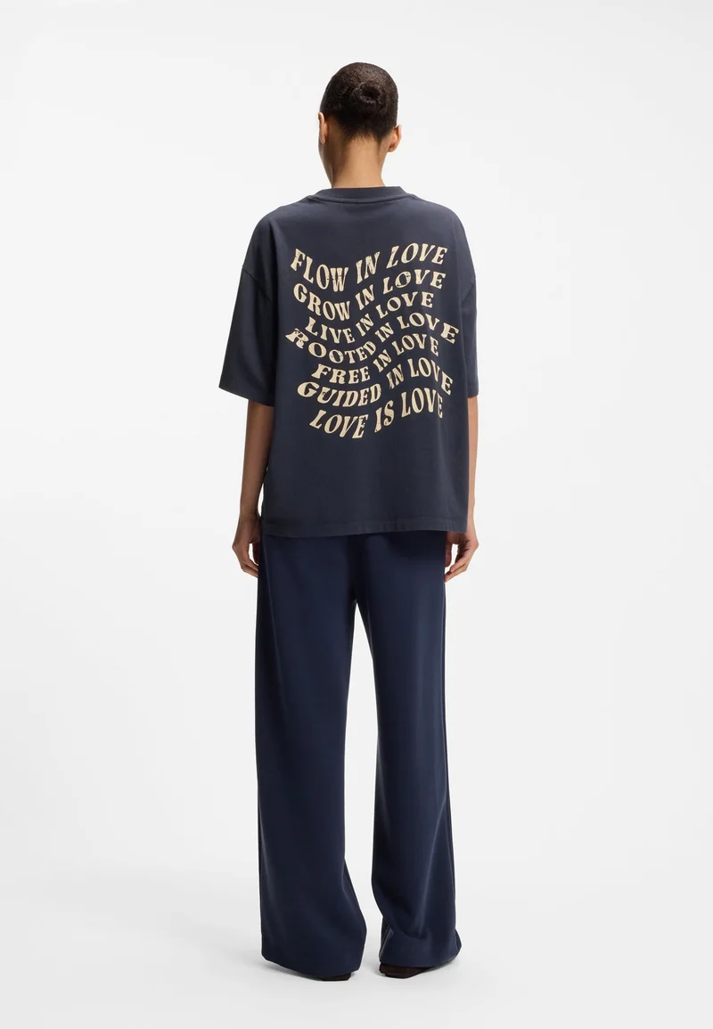 بوس Cotton-jersey T-shirt with slogan artwork