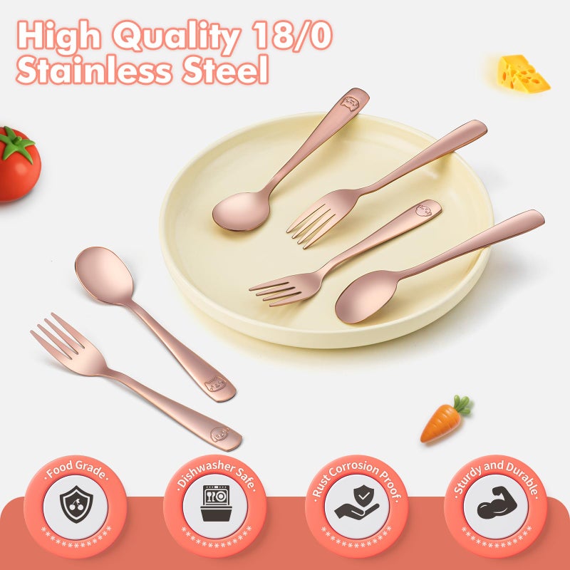 DRKIO Stainless Steel Toddler Utensils Set - 6 Pieces Kids Silverware Set Children Safe Food Grade Small Forks and Spoons Dishwasher Safe Mirror Polished - Image 4