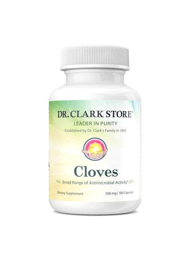 Dr Clark Store Dr Clark Cloves Healthcare Supplement - Natural Digestive Health, 500 mg, 100 Pure Gelatin Capsules - Image 1