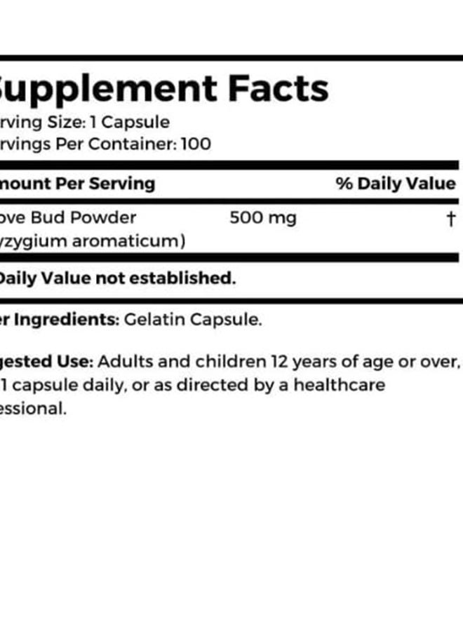 Dr Clark Store Dr Clark Cloves Healthcare Supplement - Natural Digestive Health, 500 mg, 100 Pure Gelatin Capsules - Image 2