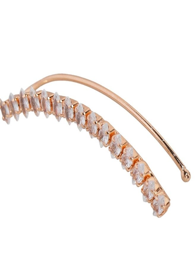 Accessher Brass Women Rose-Gold plated AD Studded Handcrafted Ear Chains - Image 3