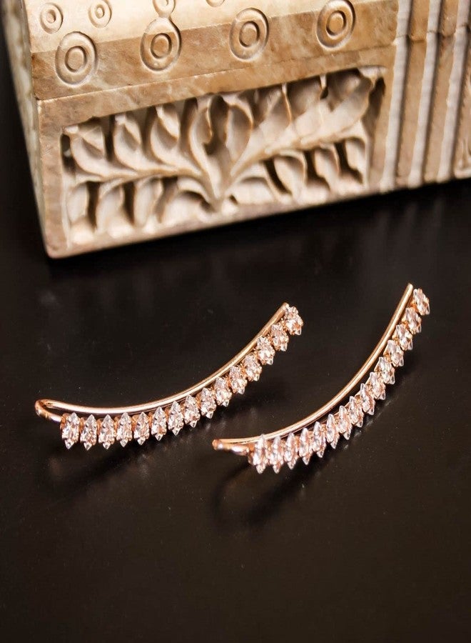 Accessher Brass Women Rose-Gold plated AD Studded Handcrafted Ear Chains - Image 5