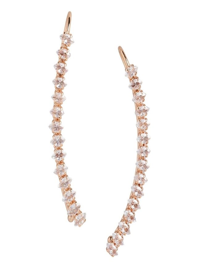Accessher Brass Women Rose-Gold plated AD Studded Handcrafted Ear Chains - Image 1