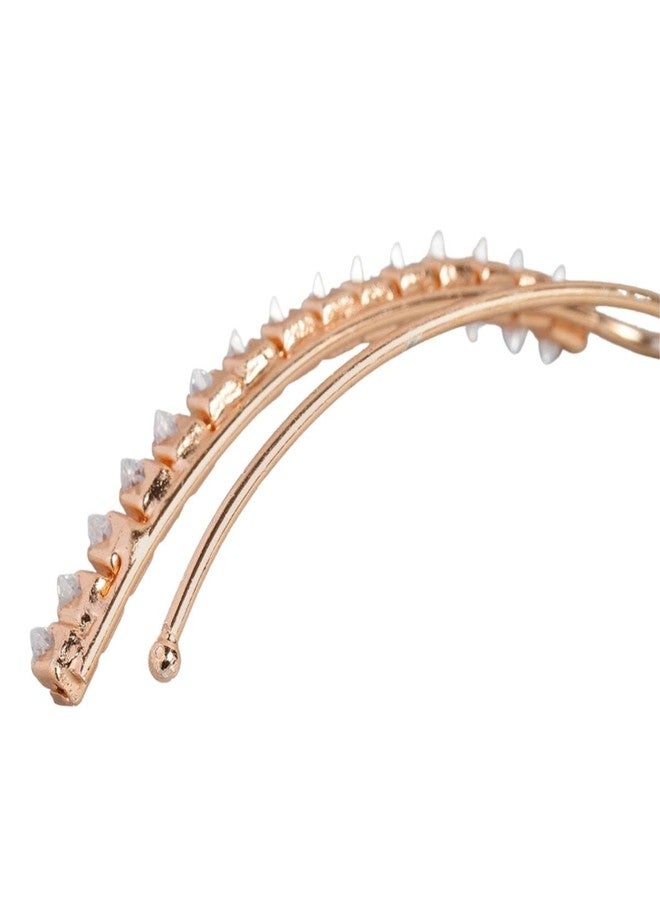Accessher Brass Women Rose-Gold plated AD Studded Handcrafted Ear Chains - Image 4