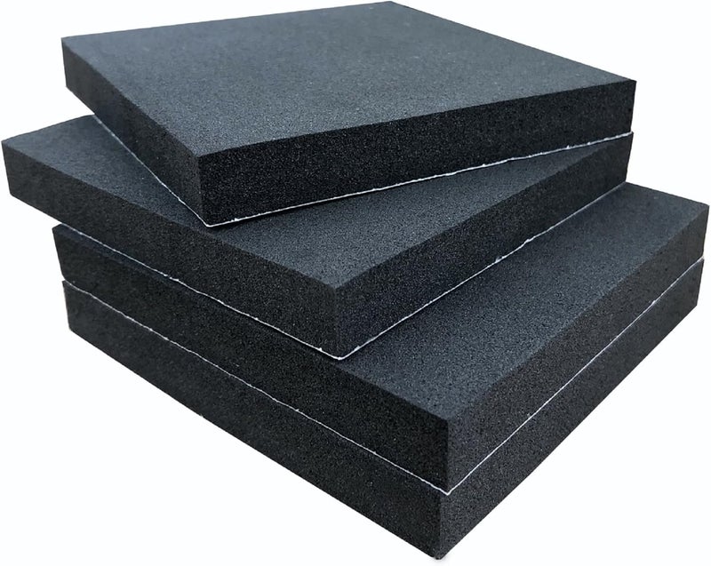 TYESMER 8 Pieces Black Neoprene Foam Anti Vibration Pads, Rubber Padding with Adhesive Backing, Rubber Insulation Anti-Vibration Pads (4 in X 4 in X 3/4 in, 4) - Image 1