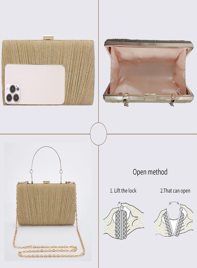 MR. MR Clutch Purses for Women Gold Purse for Women Dressy Pleated Wedding Clutch Evening Handbags Cocktail Party Prom Purse - Image 5