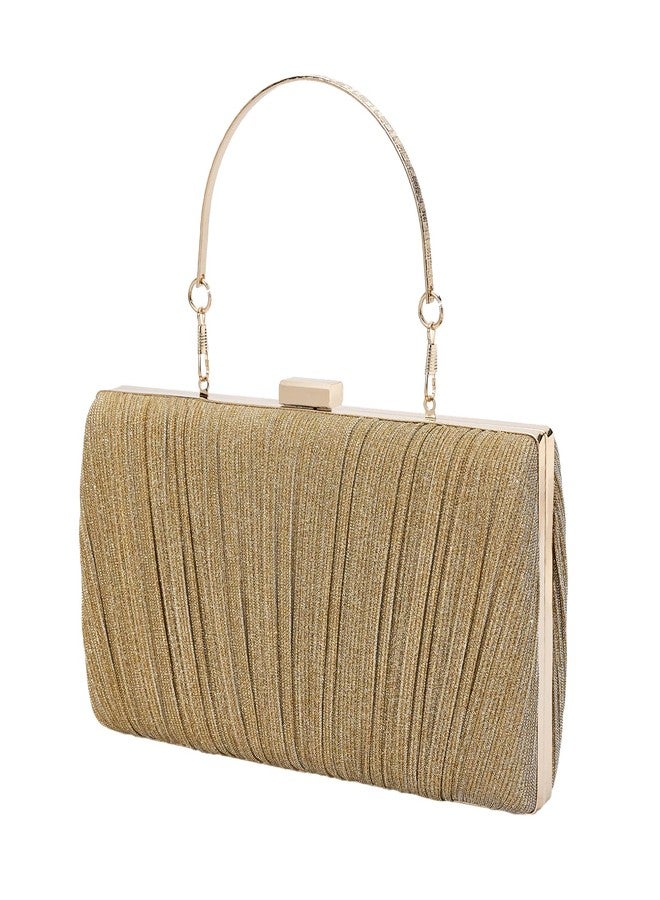 MR. MR Clutch Purses for Women Gold Purse for Women Dressy Pleated Wedding Clutch Evening Handbags Cocktail Party Prom Purse - Image 2