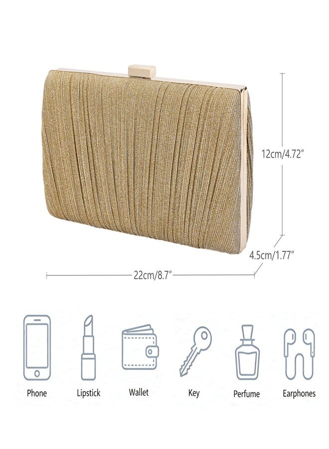 MR. MR Clutch Purses for Women Gold Purse for Women Dressy Pleated Wedding Clutch Evening Handbags Cocktail Party Prom Purse - Image 4