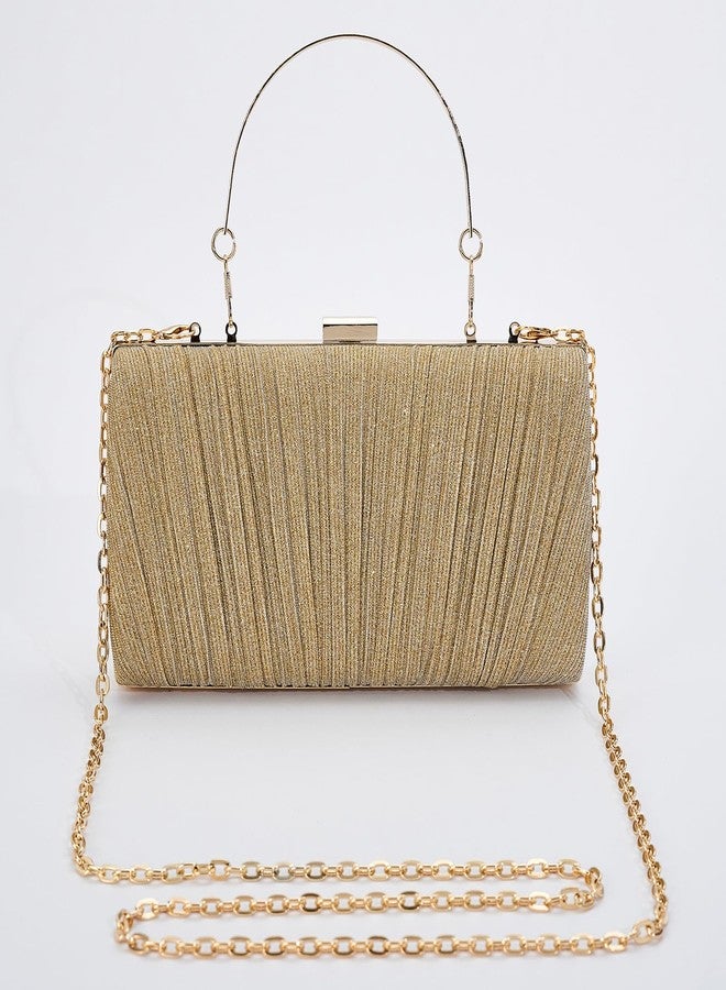MR. MR Clutch Purses for Women Gold Purse for Women Dressy Pleated Wedding Clutch Evening Handbags Cocktail Party Prom Purse - Image 3