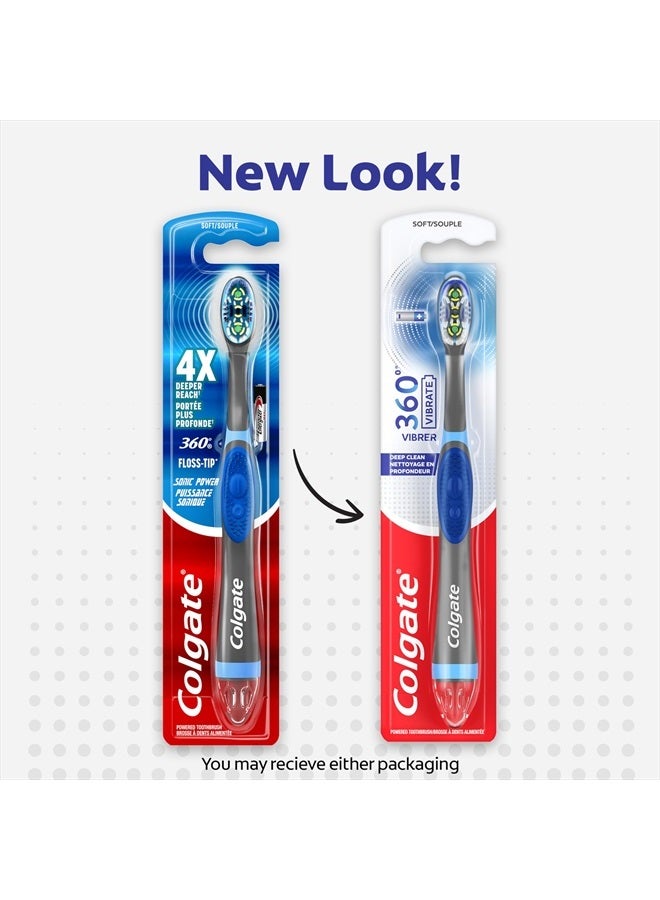 Colgate فرشاة أسنان تعمل بالبطارية 360 تهتز لتنظيف عميق، فرشاة أسنان قابلة للتخلص مع بطارية AAA واحدة مرفقة، تنظيف كامل للفم، عبوة واحدة - Image 2