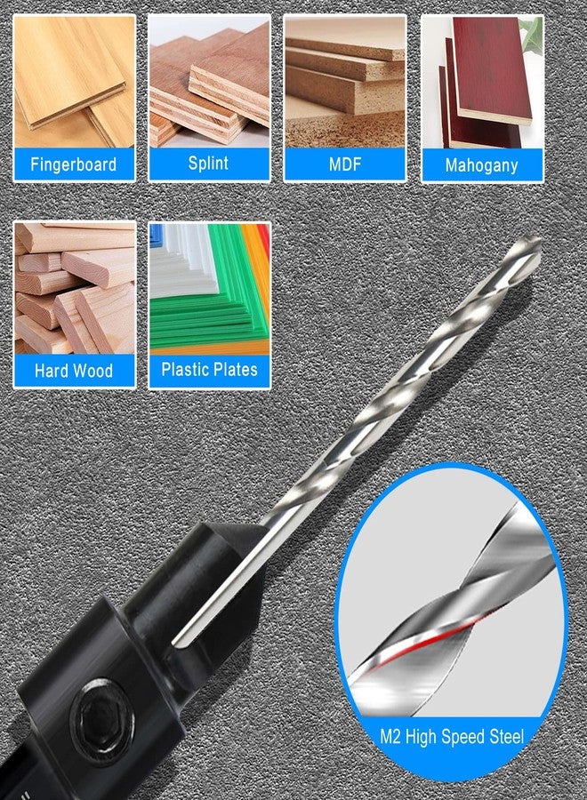 DKIBBITH 3-pc Countersink Drill Bit Set #10#12#16, 3in1 Woodworking Counterbore Hole Saw Drill Bits, Depth Adjustable M2 Pilot Drill Bits, 82-Degree Chamfer, 1/4” Hex Shank, with 1 Allen Wrench - Image 5