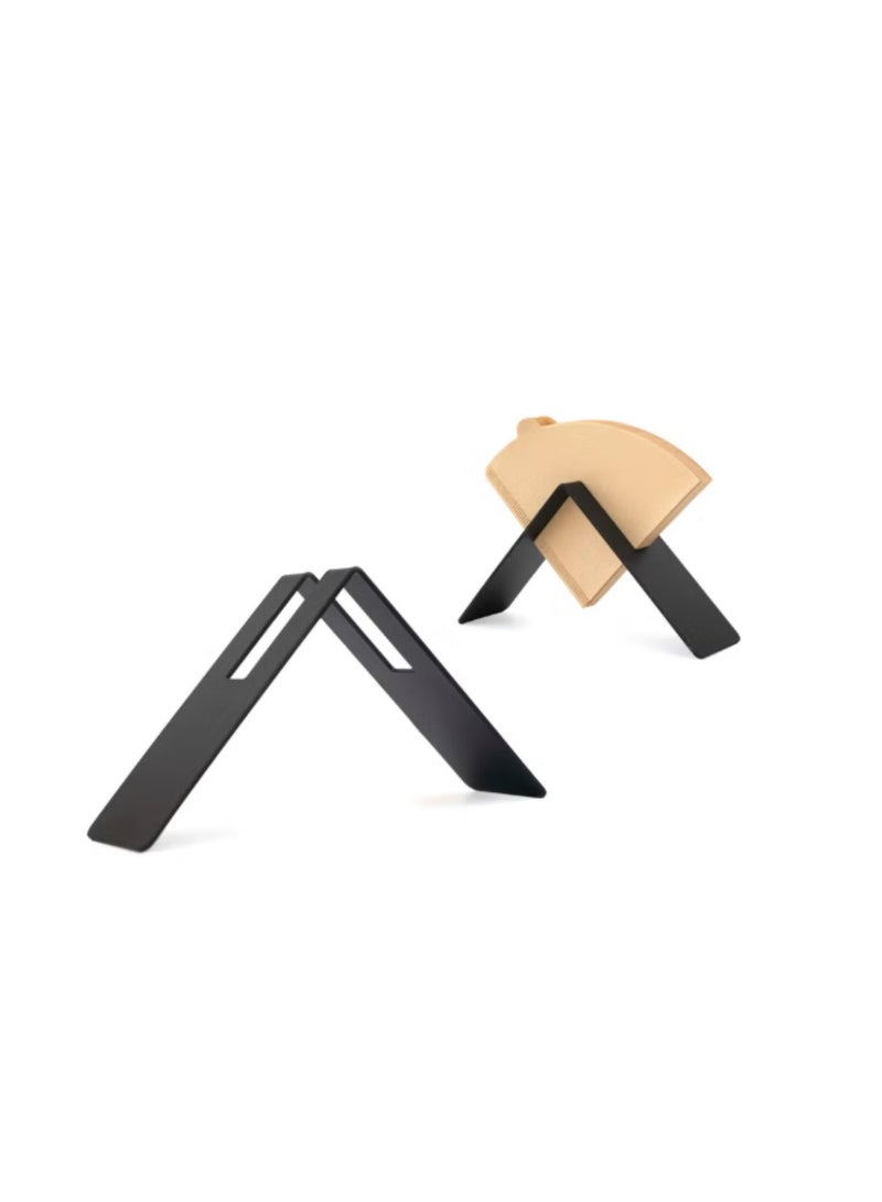Coffee Paper Filter Holder v60 Storage Rack Reusable Metal Home Kitchen, Black Cone - Image 3