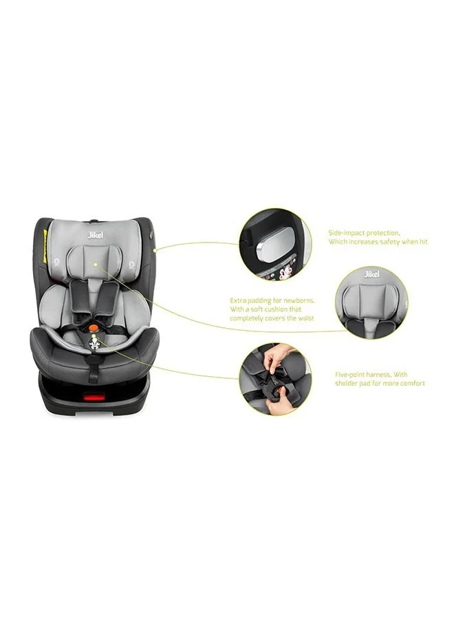 Jikel All-in-one IsoFix Rotating 360 Convertible Car Seat, Saturn, 0-36 kg  - Grey
