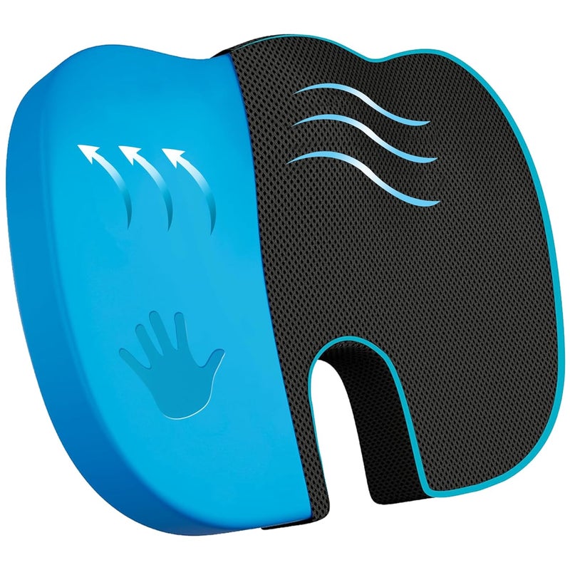 CRAFKEN Orthopedic Coccyx Seat Cushion Seat Cushions for Chair Coccyx Cushion for Tailbone Pain Memory Foam Sitting Pillow for Travel Couch Car Seat and Office Chairs Mash Black - Image 1