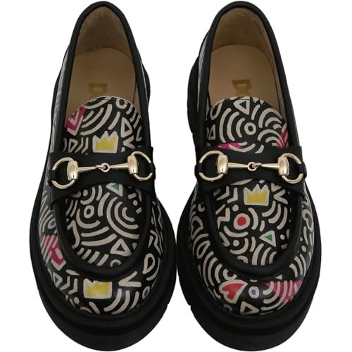 DOGO Penny Loafers for Women - Handmade and Vegan Leather Platform Loafers for Women, Abstract Outline, Size 5 - Image 4