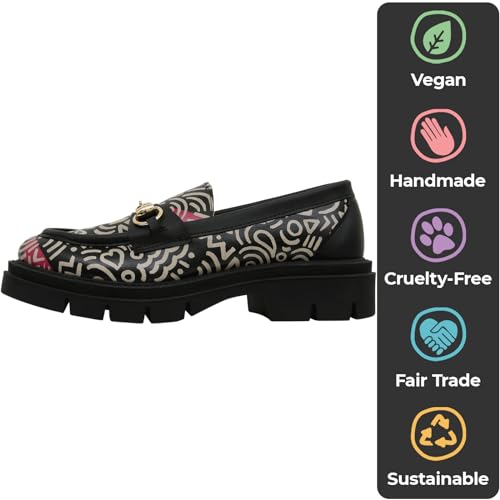 DOGO Penny Loafers for Women - Handmade and Vegan Leather Platform Loafers for Women, Abstract Outline, Size 5 - Image 5
