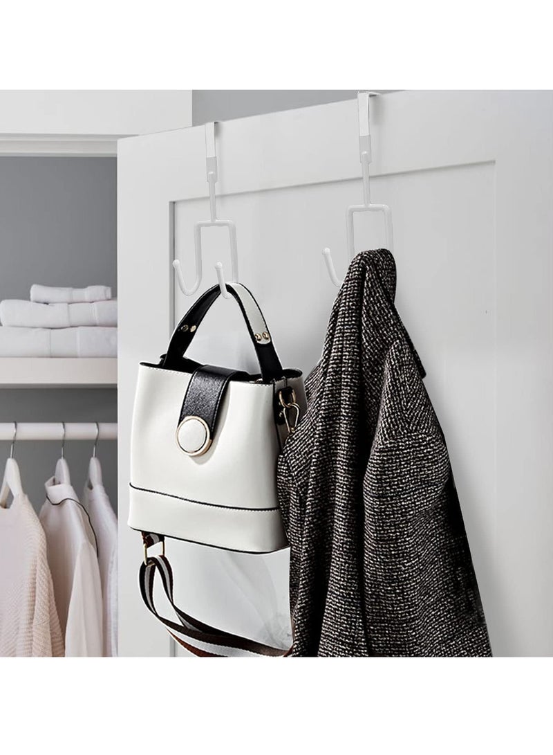Over The Door Hooks - 4 Packs Heavy-Duty Hangers, Soft Rubber Surface Prevent Scratches, Over Door Hooks for Hanging Clothes, Coats, Robes, Hats, Towels (White) - Image 2
