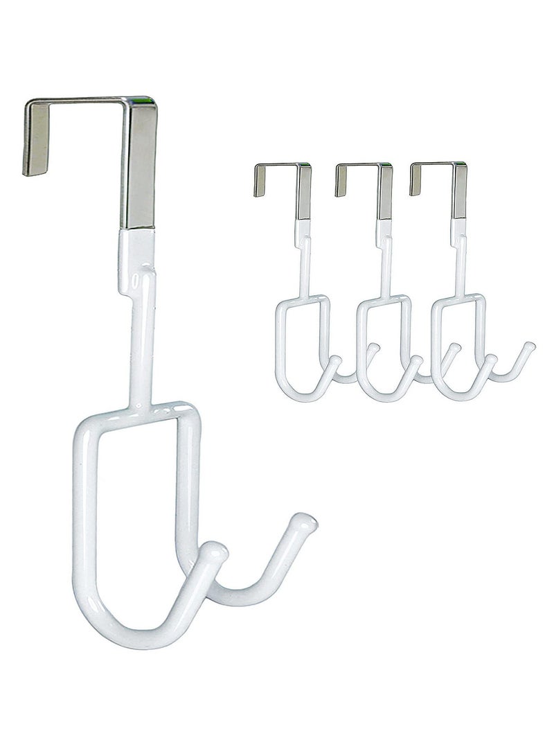 Over The Door Hooks - 4 Packs Heavy-Duty Hangers, Soft Rubber Surface Prevent Scratches, Over Door Hooks for Hanging Clothes, Coats, Robes, Hats, Towels (White) - Image 1