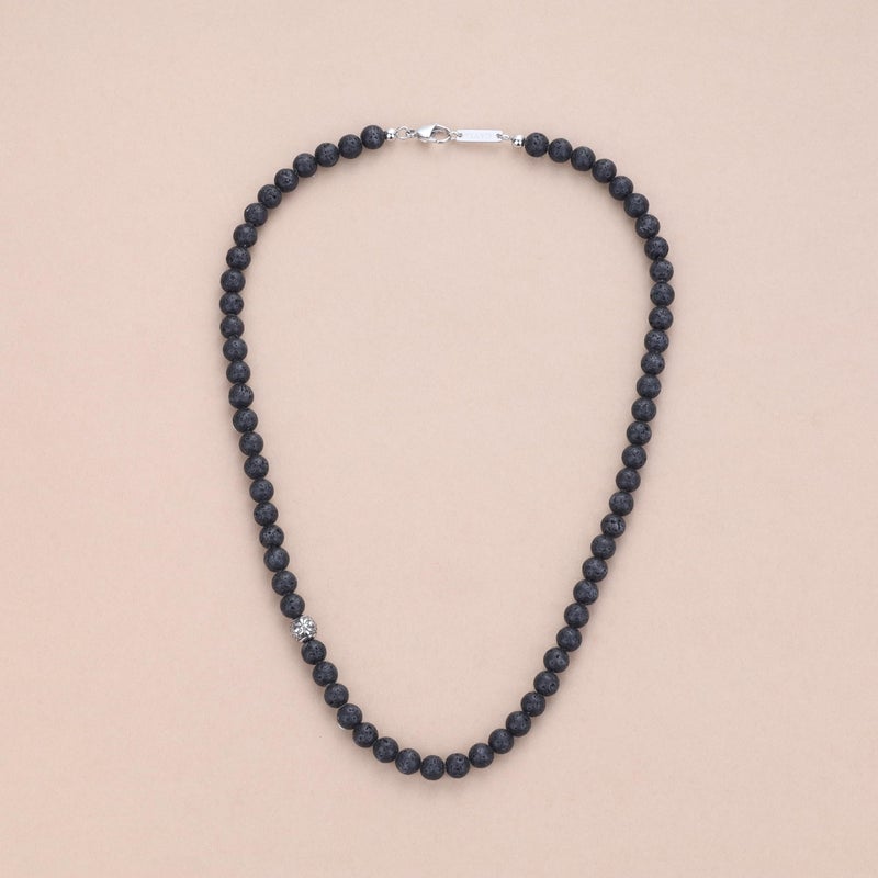 GAVU Men's 8mm Crystal Beaded Necklaces, Black Bead Handmade Lava Necklace for Men 24" - Image 4