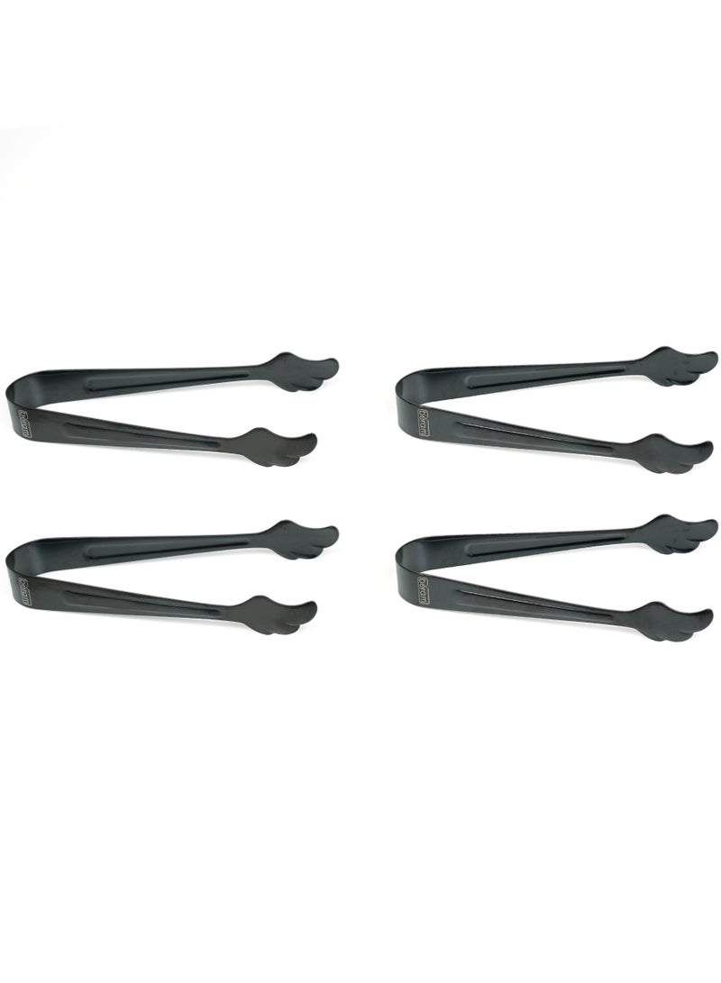 بيرام ملقط سكر بيرام، تصميم رأس صدفة ورقية، فولاذ مقاوم للصدأ 304 ممتاز، ملقط ثلج صغير، ملقط مطبخ، ملقط للاستخدام اليومي، ملقط خبز (4، أسود) - Image 1