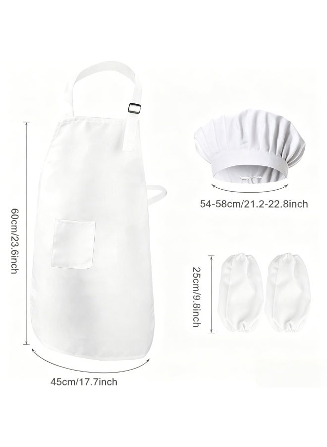 Kids Apron and Chef Hat Set with Sleeves, Adjustable Children Kitchen Apron with Pockets for Cooking, Baking & Painting, 3-Piece Set for Boys & Girls (Ages 3-13, Multiple Sizes) - Image 2