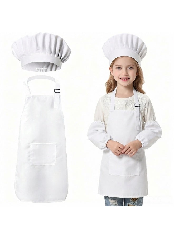 Kids Apron and Chef Hat Set with Sleeves, Adjustable Children Kitchen Apron with Pockets for Cooking, Baking & Painting, 3-Piece Set for Boys & Girls (Ages 3-13, Multiple Sizes) - Image 1