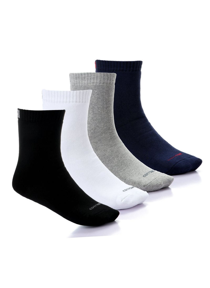 COTTONIL Pack of 4 Cotton Half Towel Sport Socks for Men  - Image 1