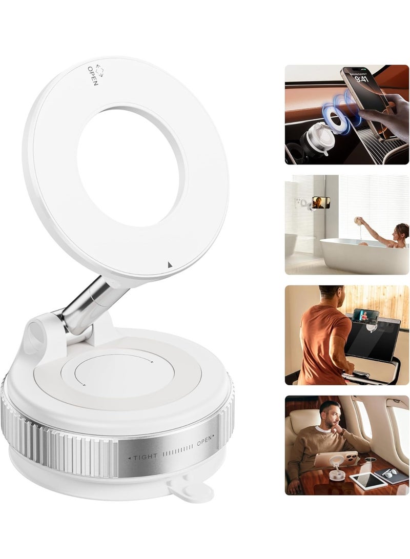 حامل هاتف سيارة مغناطيسي قوي لمغناطيس MagSafe مع كوب شفط فائق القوة 360° لحمل الهاتف لمركبتك - ملحقات للآيفون 16 15 14 13 12 وأجهزة الأندرويد - Image 1