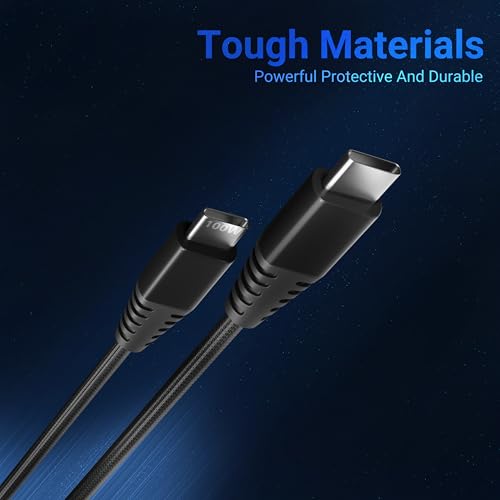 Basesailor 100W USB C to Type C Nylon Braided Charger Cable [6 months WARRANTY] Fast Charging Cable Compatible for iPhone,Samsung,Oneplus,Nothing & Other Devices, High Speed Data Cable(Black) - Image 3