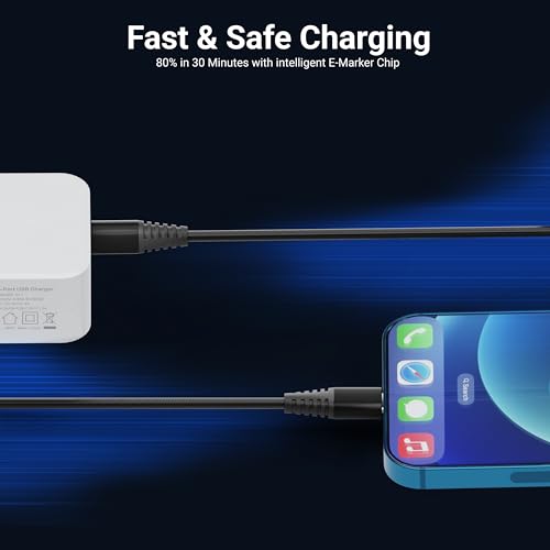 Basesailor 100W USB C to Type C Nylon Braided Charger Cable [6 months WARRANTY] Fast Charging Cable Compatible for iPhone,Samsung,Oneplus,Nothing & Other Devices, High Speed Data Cable(Black) - Image 5