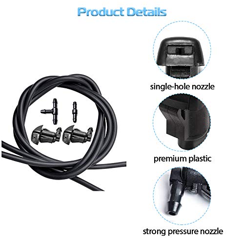 A ABIGAIL Front Windshield Washer Nozzles Kit for for Toyota 04-10 Sienna 05-12 Corolla 04-08 Solara 00-05 Tundra Replaces OEM # 85381-AE020 Washer Jet and Fluid Hose with Connector - Image 3