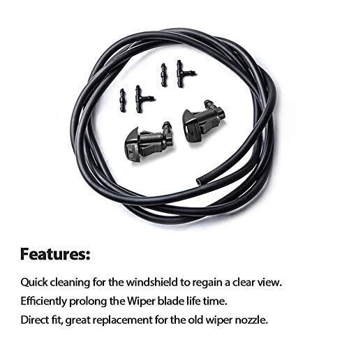 A ABIGAIL Front Windshield Washer Nozzles Kit for for Toyota 04-10 Sienna 05-12 Corolla 04-08 Solara 00-05 Tundra Replaces OEM # 85381-AE020 Washer Jet and Fluid Hose with Connector - Image 2