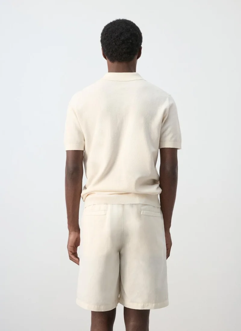 مانجو مان Fine-Knit Cotton Polo Shirt