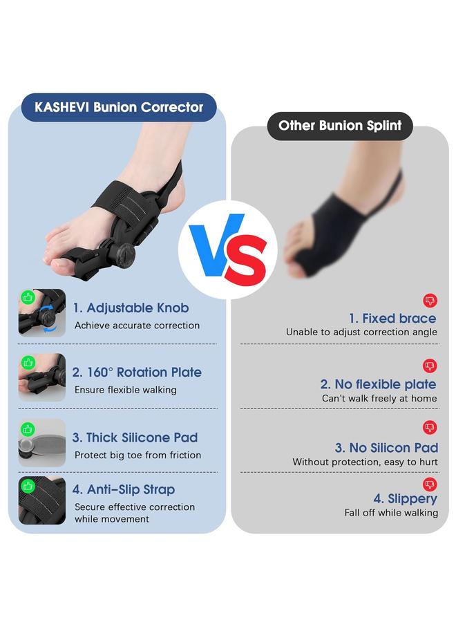 Bunion Corrector for Women & Men Big Toe - Adjustable Bunion Fix with Big Toe Separator for Toes Alignment - Orthopedic Bunions Splint with Straightener for Pain Relief(Black) - Image 3