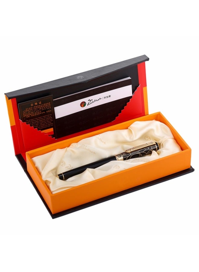 Pimio Fountain Pen, Signature Pen, Business Office Gift, Adult Student Handwriting Practice, Graduation Gift For Men And Women, Ink Pen, Gentleman Series 902, Black With Gold Plating And Carving - Image 5