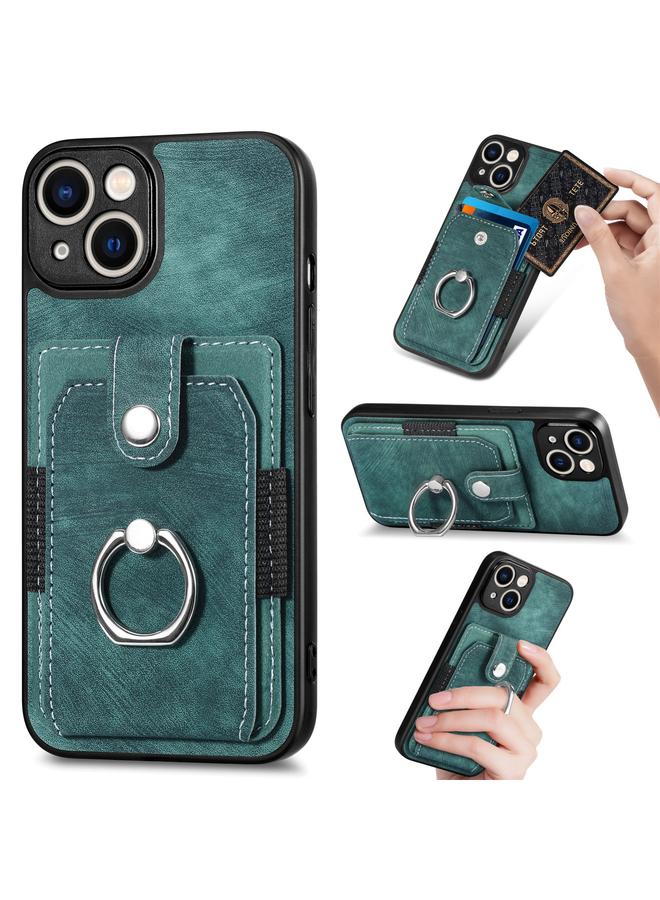 S-TOP Case For iPhone 12 mini Retro Skin-feel Ring Card Wallet Phone Case - Image 1