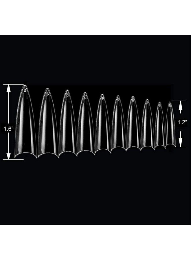 Vivace أظافر جيل أكريليك شفافة طويلة جداً 500 قطعة 10 أحجام مع علبة بلاستيكية نصائح للصالونات وفن الأظافر الذاتي (شفافة طويلة جداً) - Image 5