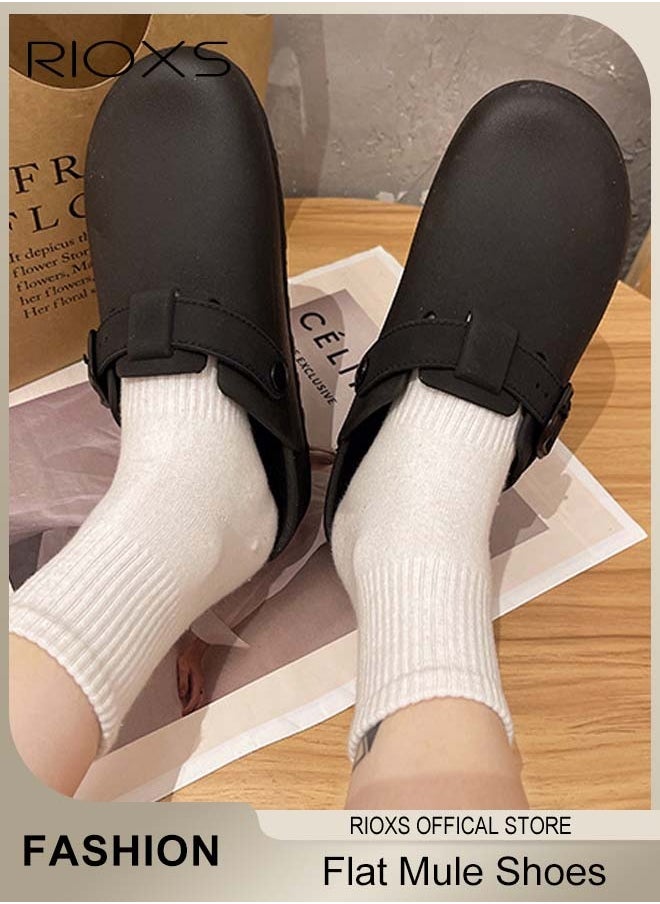 Women's Flat Mules, Classic Sandals with Rounded Toe and Buckle Detail, Fashionable Comfortable Slippers, Slip-On Backless Mule Shoes, Fashionable Mule Slides with Flexible Non-slip Sole, Easy to Wear On and Off - pzsku/ZE86CF0A89643B985146DZ/45/_/1736327404/78c6afd9-cadc-4128-ad06-9d7b2ec0cfc1