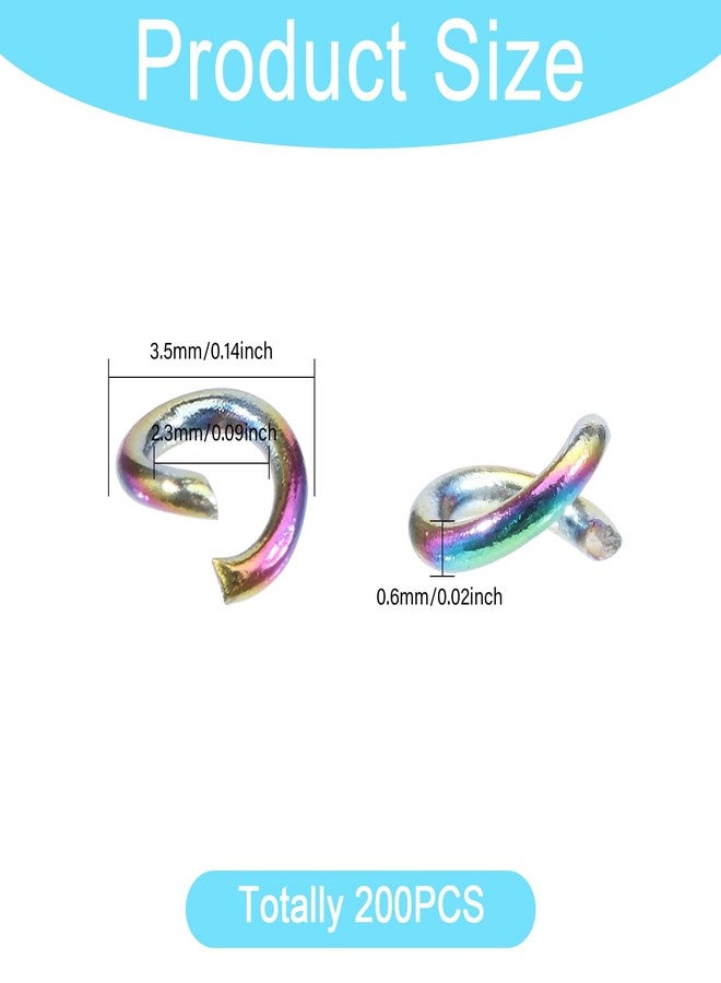 CHGCRAFT 200Pcs Stainless Steel Jump Rings 3.5mm Rainbow Color Open Jump Rings 304 Plating Jump Rings for Necklace Bracelet Earrings Making, 22 Gauge - Image 2