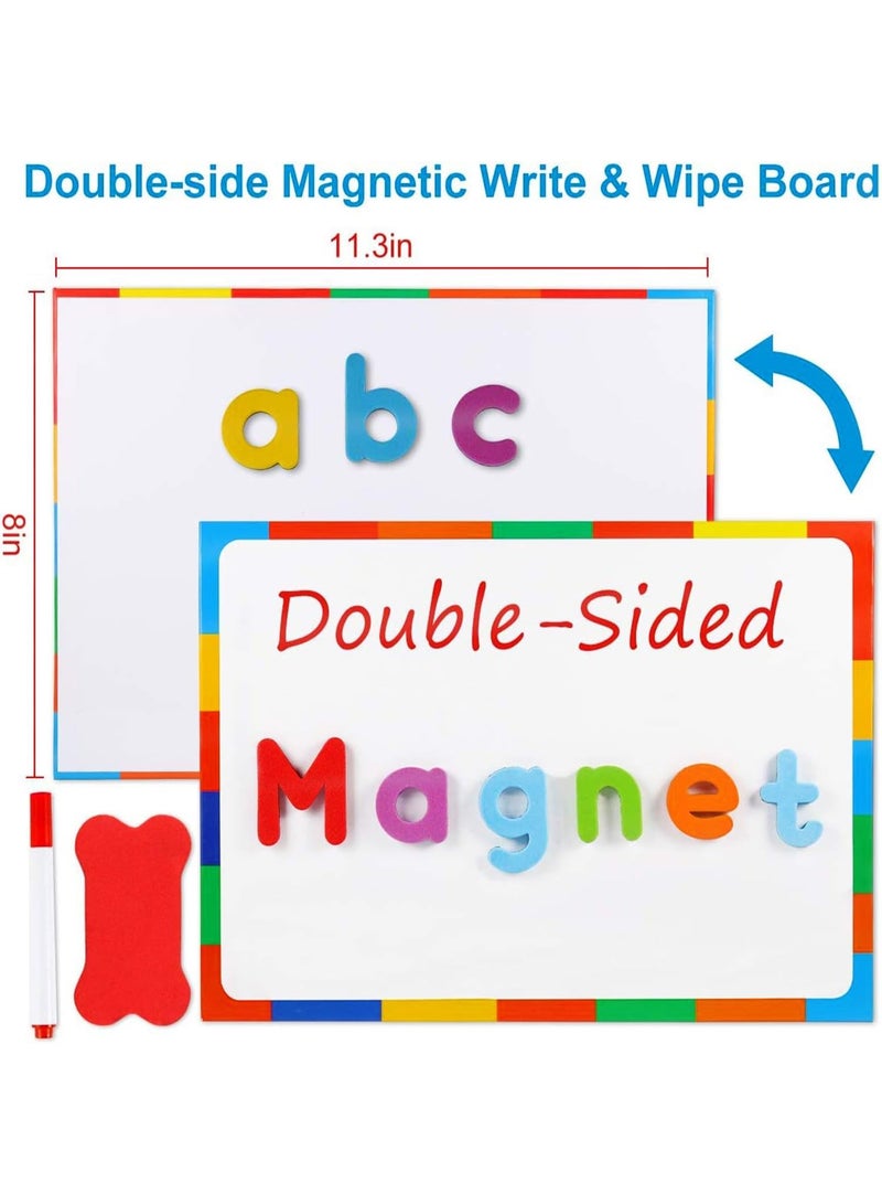 يونيكبيبي مجموعة 234 قطعة مكعبات حروف مغناطيسية، لعبة مونتيسوري تعليمية لتعلم الحروف الكبيرة والصغيرة مع سبورة مزدوجة الجانبين و40 بطاقة تعليمية، لعبة تعليمية STEM لتعلم القراءة والعد، حروف وأرقام مغناطيسية للأطفال، مستلزمات صفوف الروضة وتطوير مهارات مبكرة - Image 3