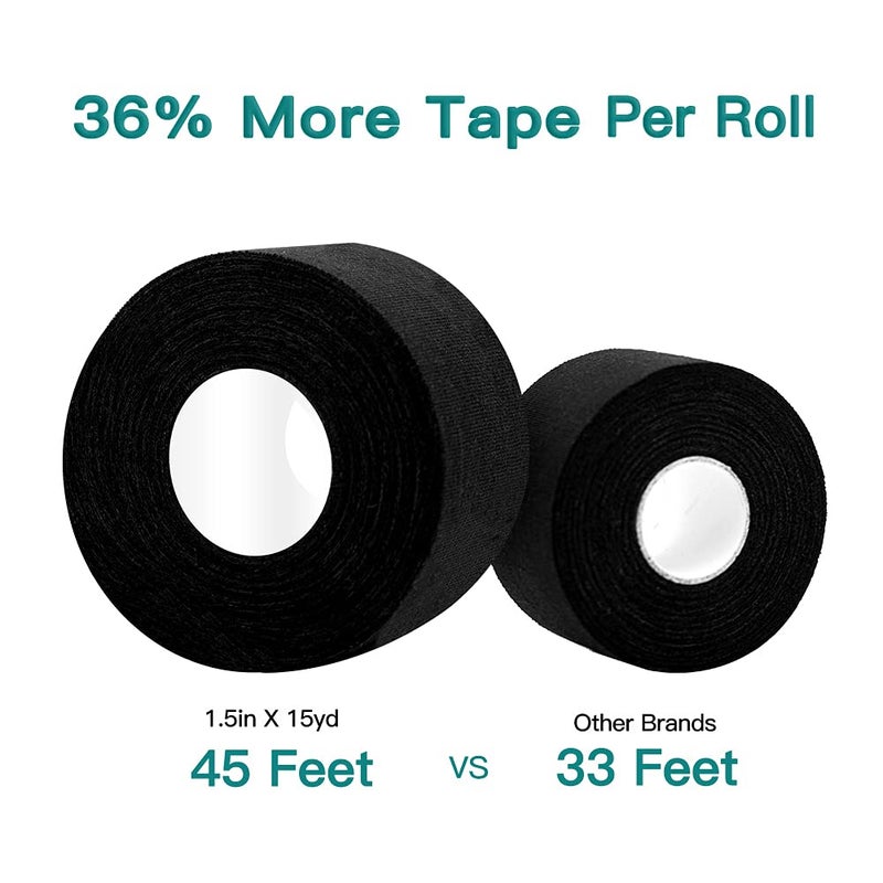 Dimora Athletic Tape, Easy Tear Sports Tape with Serrated Edges, Strong Adhesion, No Residue, Ideal for Gymnastics, Boxing, Lacrosse, Hockey and First Aid (Black, 1.5 in x 45 ft, Pack of 4) - Image 5