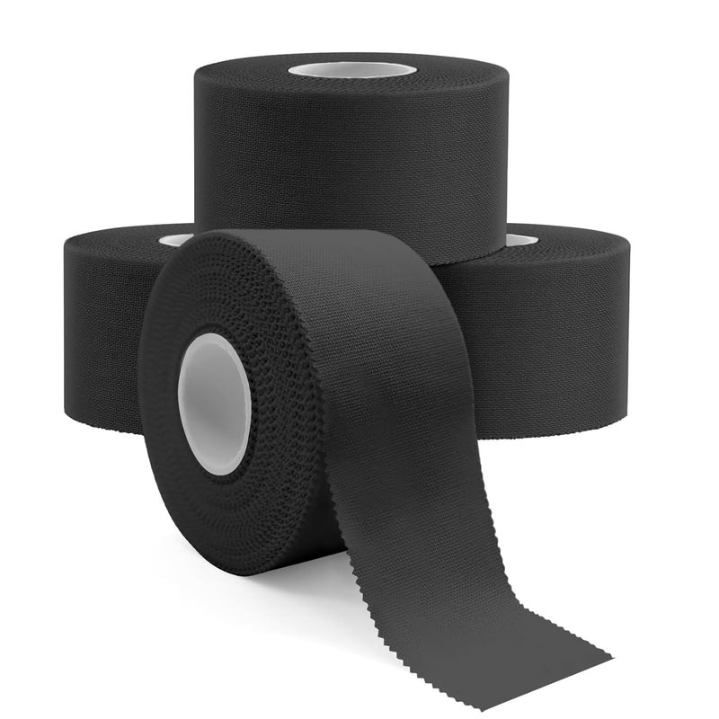 Dimora Athletic Tape, Easy Tear Sports Tape with Serrated Edges, Strong Adhesion, No Residue, Ideal for Gymnastics, Boxing, Lacrosse, Hockey and First Aid (Black, 1.5 in x 45 ft, Pack of 4) - Image 1