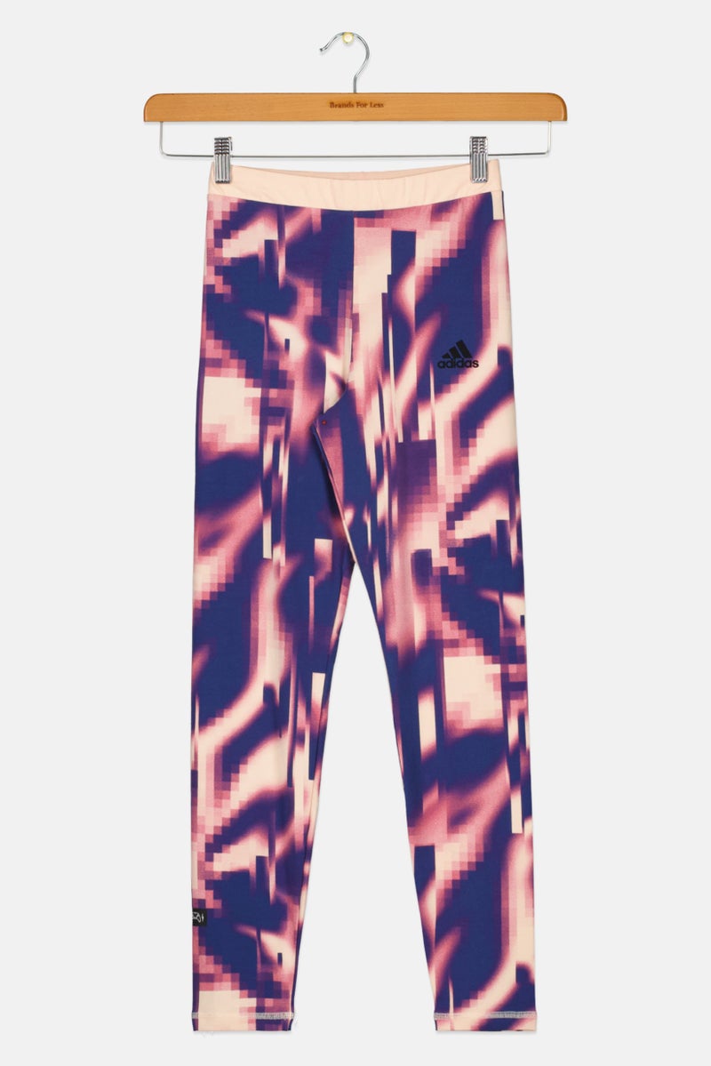 Adidas ت leggings تدريب 3 خطوط للبنات، خوخي - Image 1