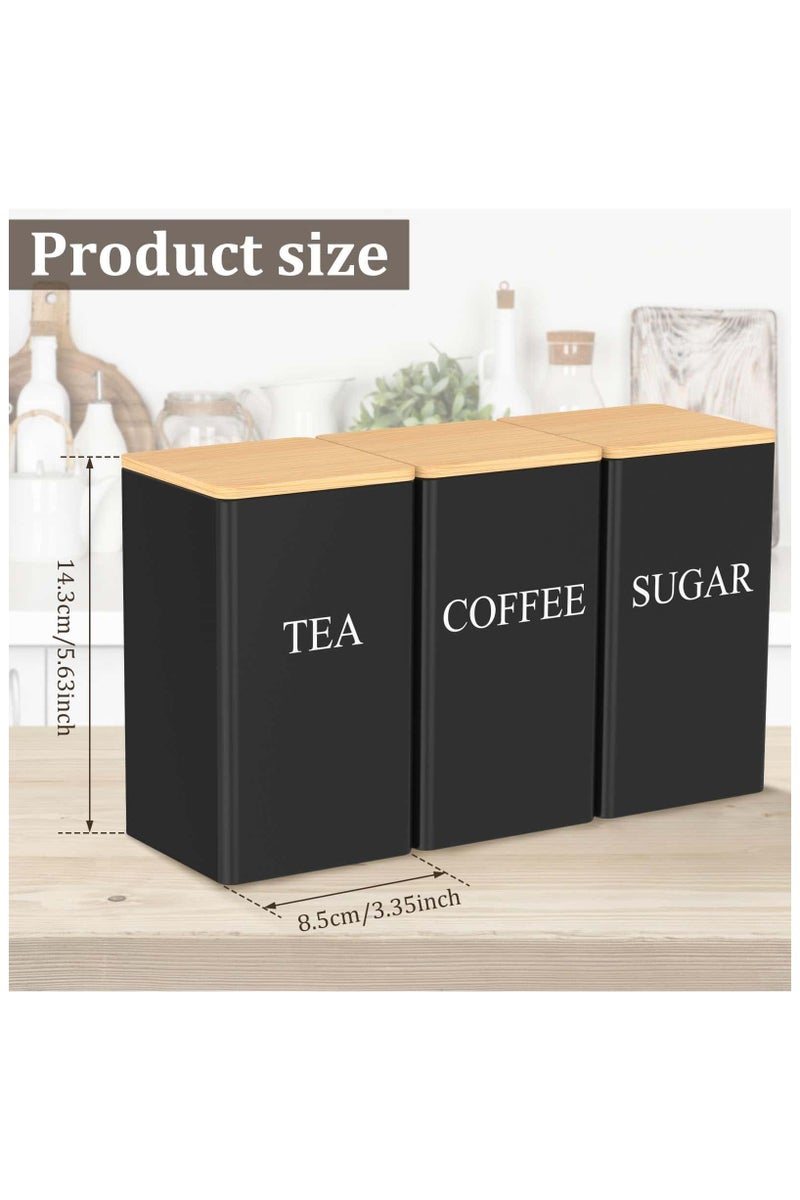 Anmi 3 Piece Luxury Coffee & Tea Canister Set, 1000ml Airtight Metal Tins with Bamboo Lids & Labels, Premium Kitchen Storage for Sugar, Arabic Coffee Beans, Gift Box (Gold/Copper) - Image 2