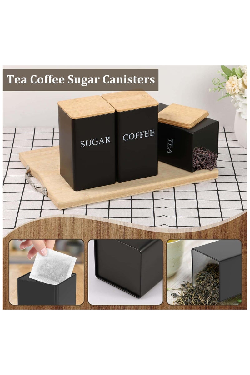 Anmi 3 Piece Luxury Coffee & Tea Canister Set, 1000ml Airtight Metal Tins with Bamboo Lids & Labels, Premium Kitchen Storage for Sugar, Arabic Coffee Beans, Gift Box (Gold/Copper) - Image 4