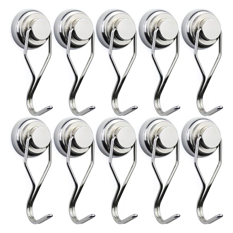 Swivel Swing Magnetic Hook 55LB New UpgradedPowerful Refrigerator Magnetic HooksStrong Neodymium Magnet Hook Perfect for Refrigerator and Other Magnetic Surfaces Pack of 10